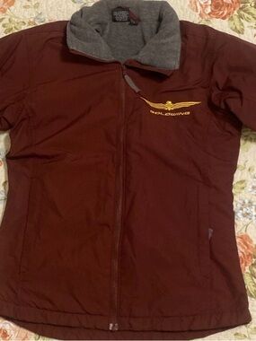 VINTAGE Honda Jacket Small Red Goldwing Full Zip Nylon Fleece Lined Coat